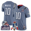New England Patriots Drake Maye '6x Champions' Rivalries Throwbacks Mascot Patch Vapor Limited Jersey - All Stitched - Teal