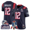 New England Patriots Tom Brady '6x Champions' Rivalries Throwbacks Mascot Patch Vapor Limited Jersey - All Stitched - Navy