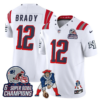 New England Patriots Tom Brady '6x Champions' Rivalries Throwbacks Mascot Patch Vapor Limited Jersey - All Stitched - White