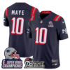 New England Patriots Drake Maye '6x Champions' Patch Rivalries Vapor Limited Jersey - All Stitched - Navy