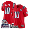 New England Patriots Drake Maye '6x Champions' Patch Rivalries Vapor Limited Jersey - All Stitched - Red