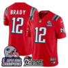New England Patriots Tom Brady '6x Champions' Patch Rivalries Vapor Limited Jersey - All Stitched - Red