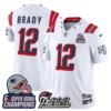 New England Patriots Tom Brady '6x Champions' Patch Rivalries Vapor Limited Jersey - All Stitched - White