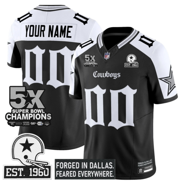 Dallas Cowboys 'Gothic Lone Star Edition' 5x Champions Patch Vapor Limited Custom Jersey - All Stitched - Alternate