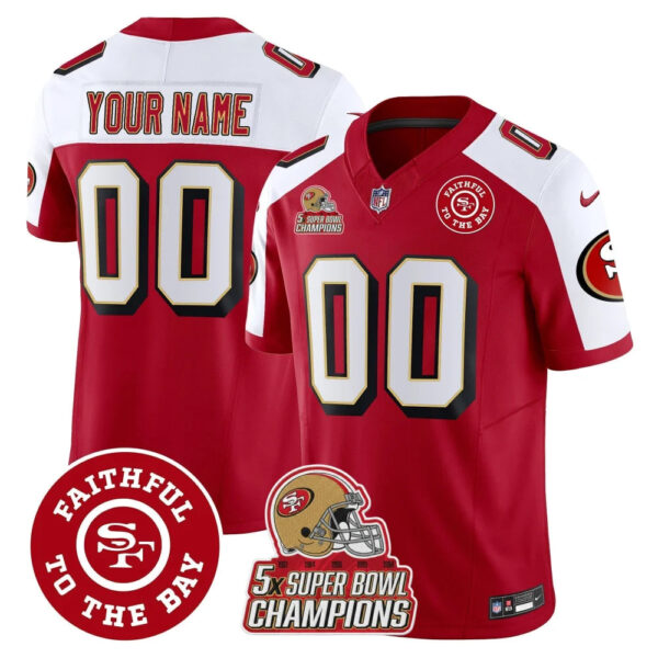 San Francisco 49ers Faithful To The Bay Patch Throwback Vapor Limited Custom Jersey - All Stitched - Alternate