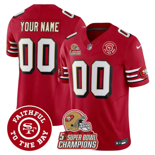 San Francisco 49ers Faithful To The Bay Patch Throwback Vapor Limited Custom Jersey - All Stitched - Red