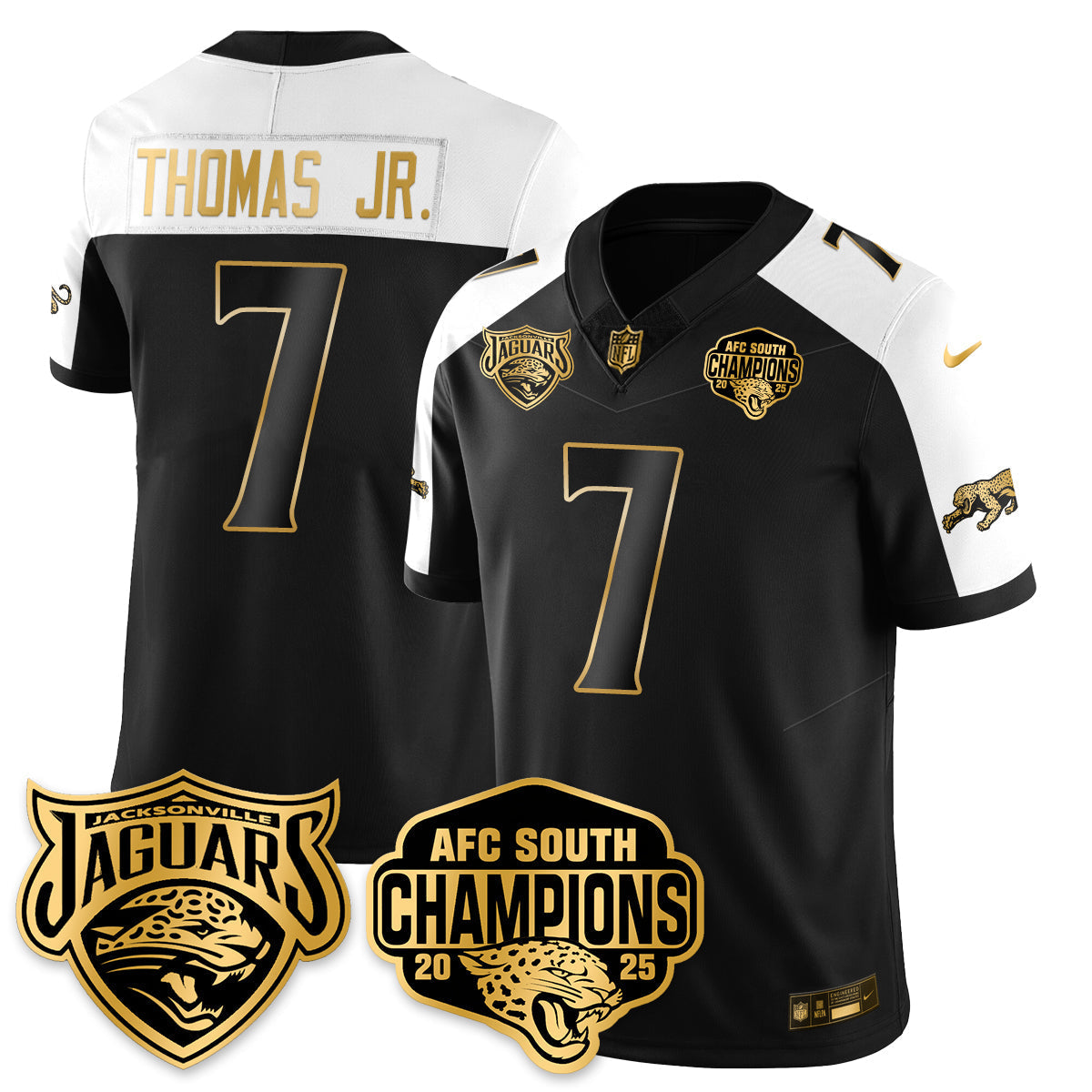 Jacksonville Jaguars Brian Thomas Jr. AFC South Division Champions Vapor Limited Gold Jersey - All Stitched - Alternate