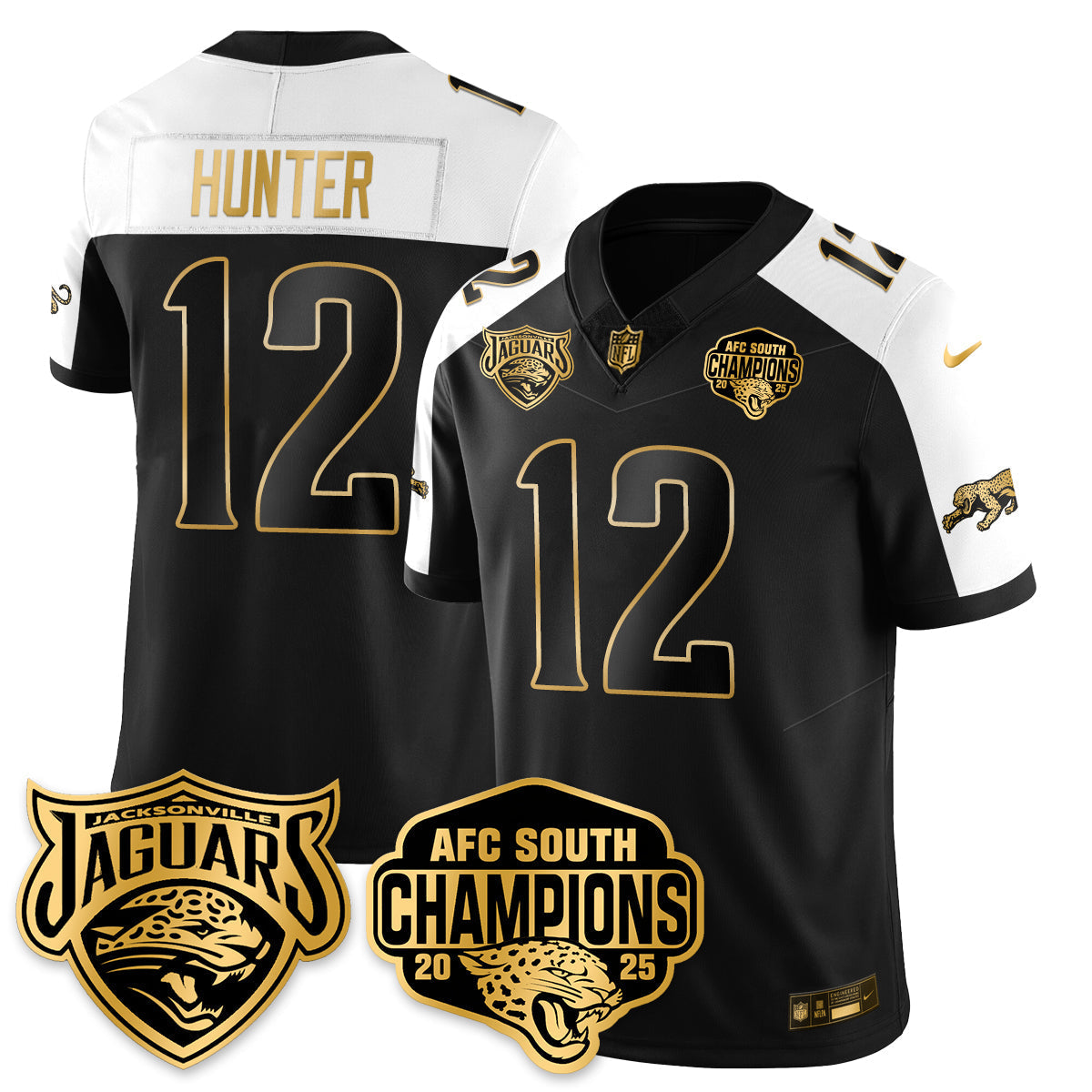 Jacksonville Jaguars Travis Hunter AFC South Division Champions Vapor Limited Gold Jersey - All Stitched - Alternate
