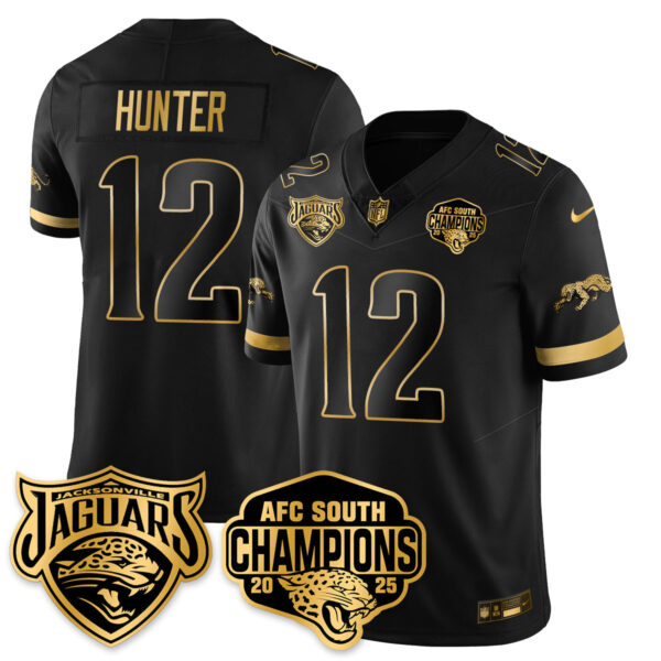 Jacksonville Jaguars Travis Hunter AFC South Division Champions Vapor Limited Gold Jersey - All Stitched - Black Gold