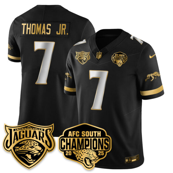 Jacksonville Jaguars Brian Thomas Jr. AFC South Division Champions Vapor Limited Gold Jersey - All Stitched - Black Limited
