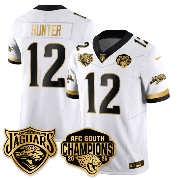 Jacksonville Jaguars Travis Hunter AFC South Division Champions Vapor Limited Gold Jersey - All Stitched - White Gold