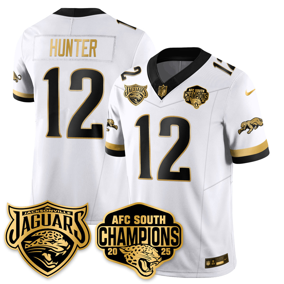 Jacksonville Jaguars Travis Hunter AFC South Division Champions Vapor Limited Gold Jersey - All Stitched - White Gold