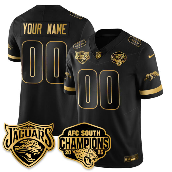 Jacksonville Jaguars AFC South Division Champions Vapor Limited Gold Custom Jersey - All Stitched - Black Gold