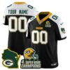 Green Bay Packers 4x Champions Patch Vapor Limited Custom Jersey - All Stitched - Black Alternate