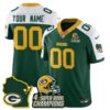 Green Bay Packers 4x Champions Patch Vapor Limited Custom Jersey - All Stitched - Green Alternate