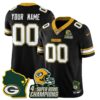 Green Bay Packers 4x Champions Patch Vapor Limited Custom Jersey - All Stitched - Black