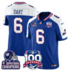 New York Giants Jaxson Dart 4x Champions 100th Season Patch Vapor Limited Jersey - All Stitched - Royal Alternate
