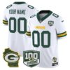 Green Bay Packers 100th Season & Home Patch Vapor Limited Custom Jersey - All Stitched - White