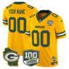 Green Bay Packers 100th Season & Home Patch Vapor Limited Custom Jersey - All Stitched - Gold