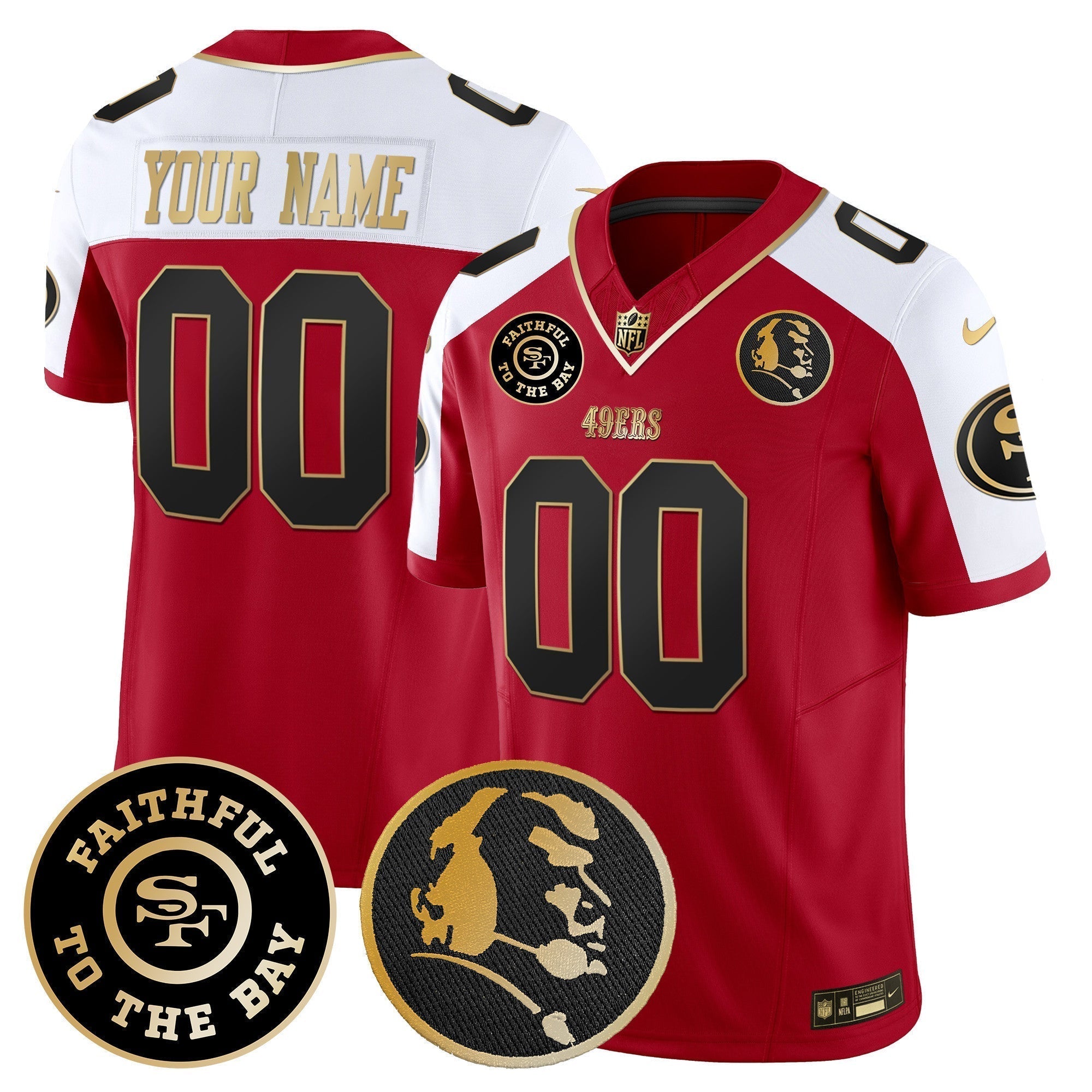 San Francisco 49ers Faithful & John Madden Patch Vapor Custom Jersey - All Stitched - Alternate