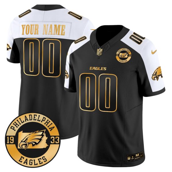 Philadelphia Eagles Est. 1933 Patch 2024 Throwback Gold Vapor Limited Custom Jersey - All Stitched - Alternate