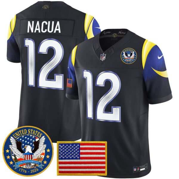 Los Angeles Rams Puka Nacua Celebrating America's 250th Anniversary Patch Vapor Limited Jersey - All Stitched - Navy Rivalries