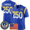 Los Angeles Rams Celebrating America's 250th Anniversary Patch Vapor Limited Jersey - All Stitched - Royal
