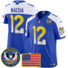 Los Angeles Rams Puka Nacua Celebrating America's 250th Anniversary Patch Vapor Limited Jersey - All Stitched - Royal Alternate