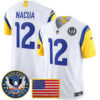 Los Angeles Rams Puka Nacua Celebrating America's 250th Anniversary Patch Vapor Limited Jersey - All Stitched - White