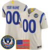 Los Angeles Rams Celebrating America's 250th Anniversary Patch Vapor Limited Custom Jersey - All Stitched - Bone