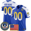 Los Angeles Rams Celebrating America's 250th Anniversary Patch Vapor Limited Custom Jersey - All Stitched - Royal Alternate