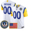 Los Angeles Rams Celebrating America's 250th Anniversary Patch Vapor Limited Custom Jersey - All Stitched - White