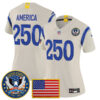 Women's Los Angeles Rams Celebrating America's 250th Anniversary Patch Vapor Limited Jersey - All Stitched - Bone