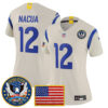 Women's Los Angeles Rams Puka Nacua Celebrating America's 250th Anniversary Patch Vapor Limited Jersey - All Stitched - Bone