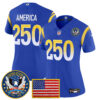 Women's Los Angeles Rams Celebrating America's 250th Anniversary Patch Vapor Limited Jersey - All Stitched - Royal