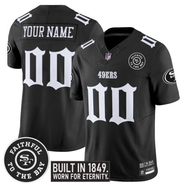 San Francisco 49ers 'Fog City Gothic Edition' Vapor Limited Custom Jersey - All Stitched - Black