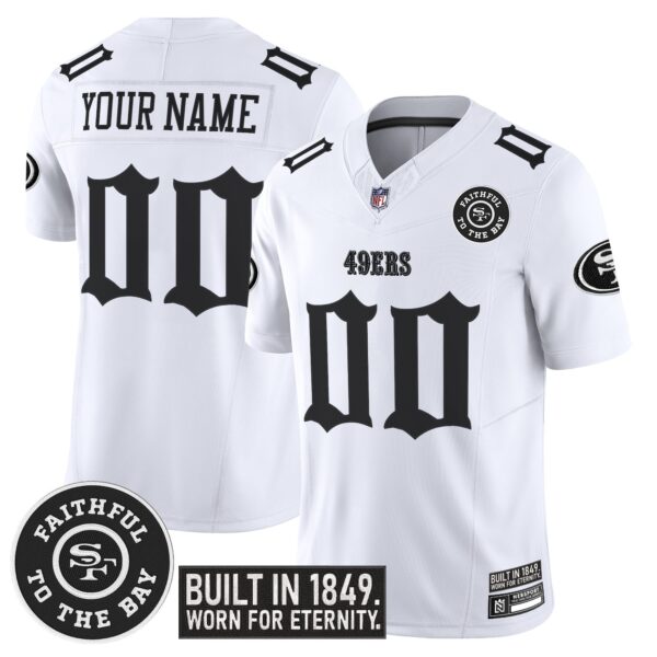 San Francisco 49ers 'Fog City Gothic Edition' Vapor Limited Custom Jersey - All Stitched - White