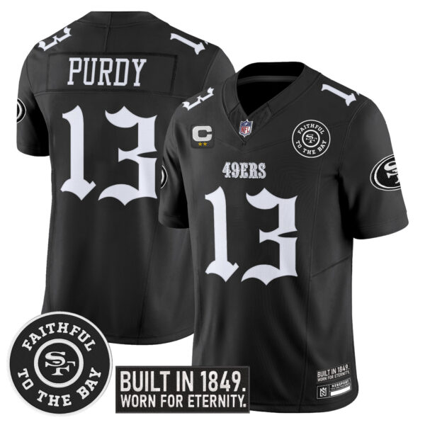 San Francisco 49ers Brock Purdy 'Fog City Gothic Edition' Vapor Limited Jersey - All Stitched - Black