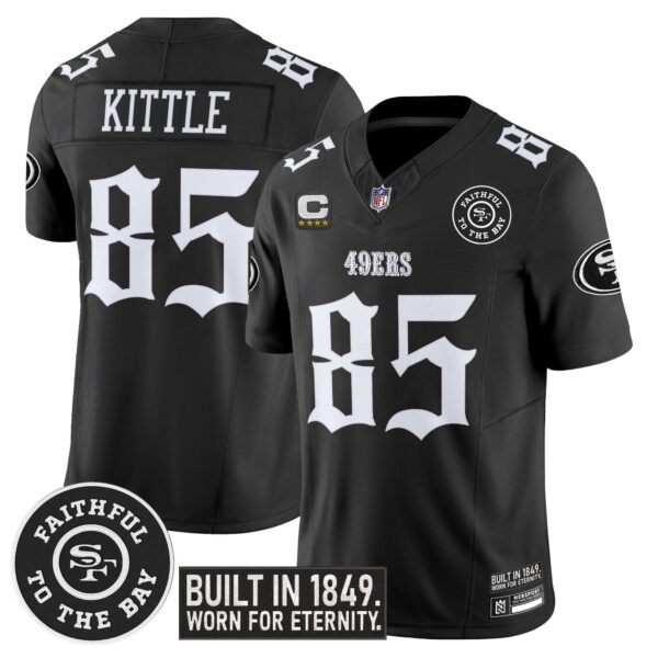 San Francisco 49ers George Kittle 'Fog City Gothic Edition' Vapor Limited Jersey - All Stitched - Black