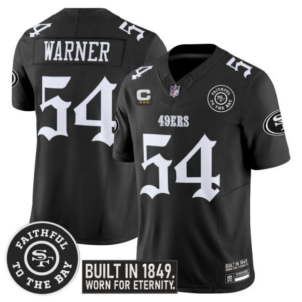 San Francisco 49ers Fred Warner 'Fog City Gothic Edition' Vapor Limited Jersey - All Stitched - Black