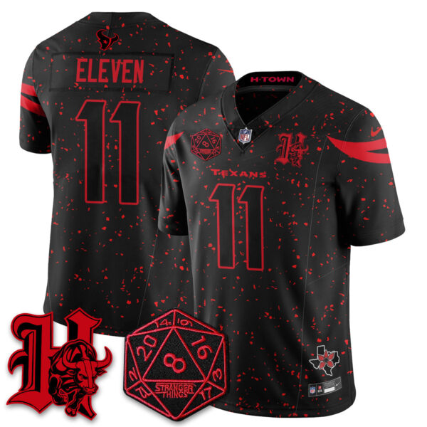 Houston Texans #11 Eleven 'Stranger Things Edition' Vapor Limited Jersey - All Stitched - Black Limited
