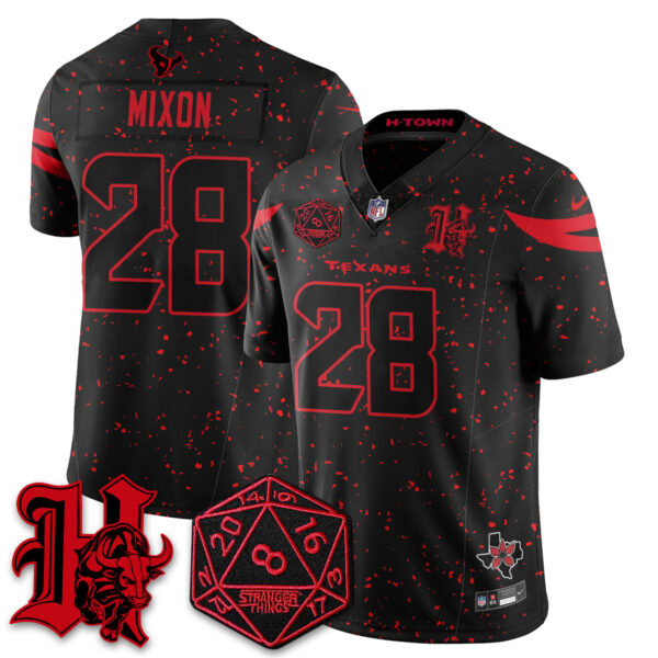 Houston Texans Joe Mixon 'Stranger Things Edition' Vapor Limited Jersey - All Stitched - Black Limited