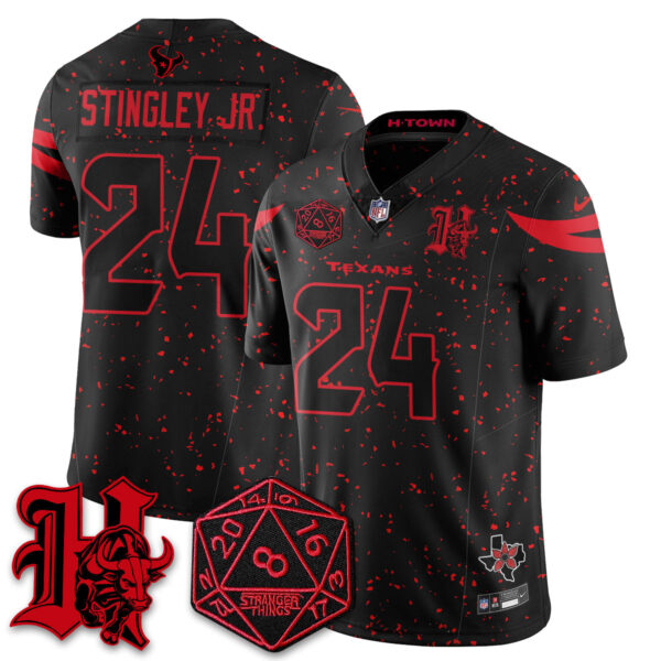 Houston Texans Derek Stingley Jr. 'Stranger Things Edition' Vapor Limited Jersey - All Stitched - Black Limited