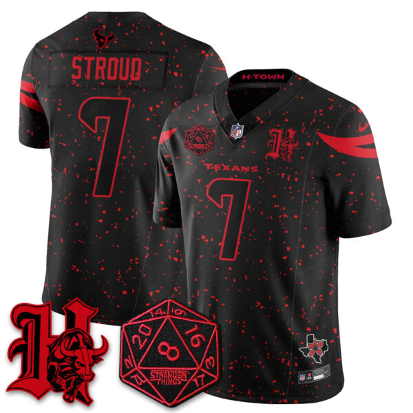 Houston Texans C.J. Stroud 'Stranger Things Edition' Vapor Limited Jersey - All Stitched - Black Limited