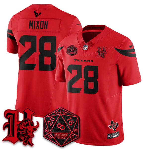 Houston Texans Joe Mixon 'Stranger Things Edition' Vapor Limited Jersey - All Stitched - Red