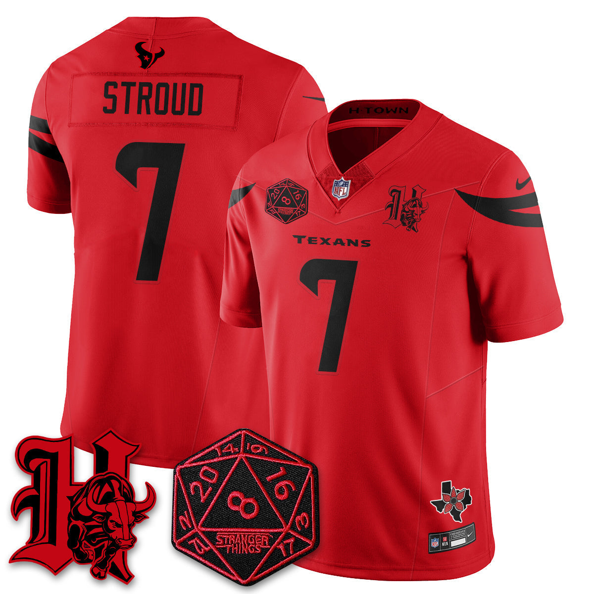 Houston Texans C.J. Stroud 'Stranger Things Edition' Vapor Limited Jersey - All Stitched - Red