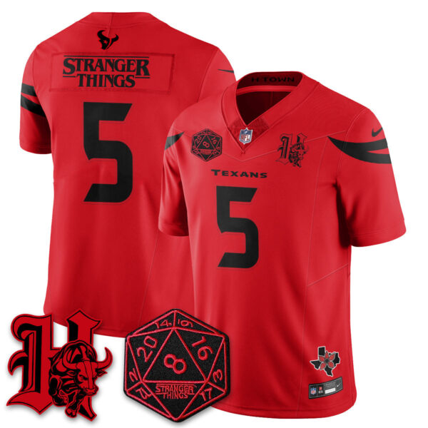 Houston Texans Stranger Things 'Stranger Things Edition' Vapor Limited Jersey - All Stitched - Red