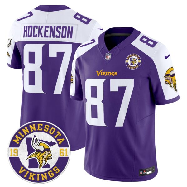 Minnesota Vikings T.J. Hockenson Est. 1961 Patch 2024 Vapor Limited Jersey - All Stitched - Purple Alternate