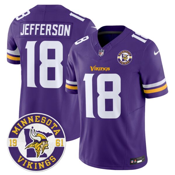 Minnesota Vikings Justin Jefferson Est. 1961 Patch 2024 Vapor Limited Jersey - All Stitched - Purple