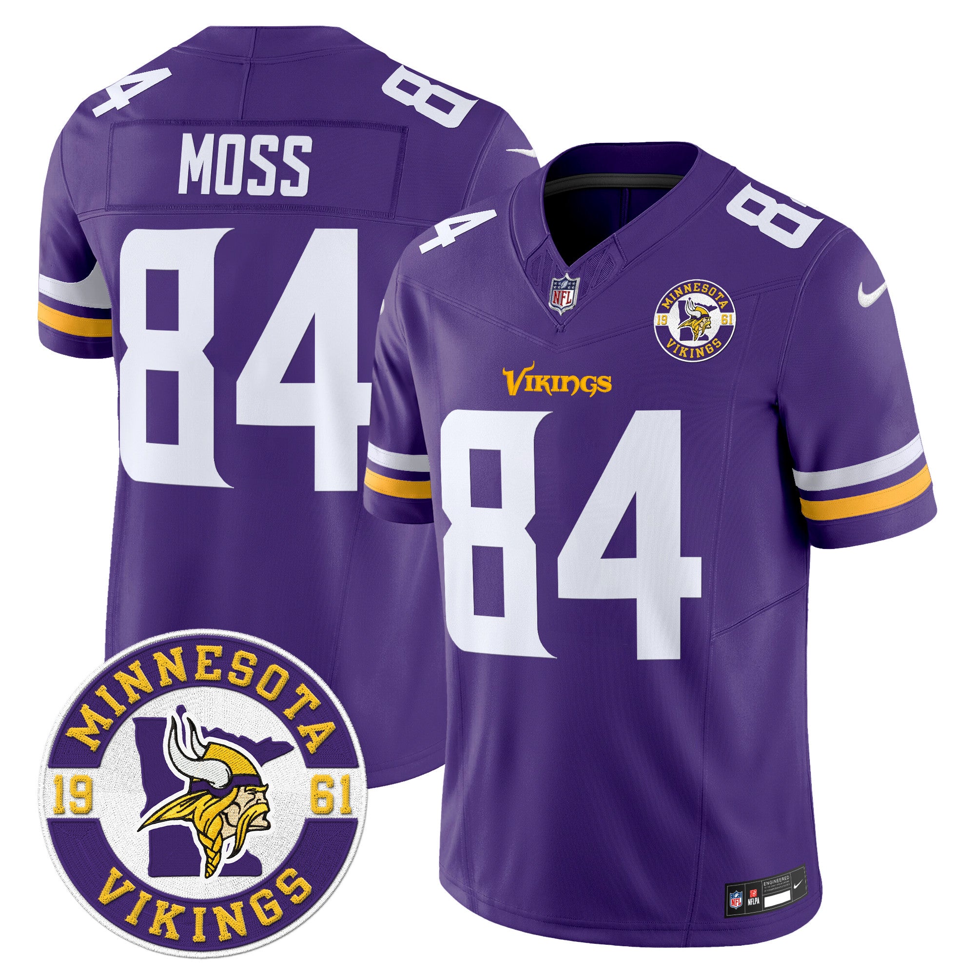 Minnesota Vikings Randy Moss Est. 1961 Patch 2024 Vapor Limited Jersey - All Stitched - Purple